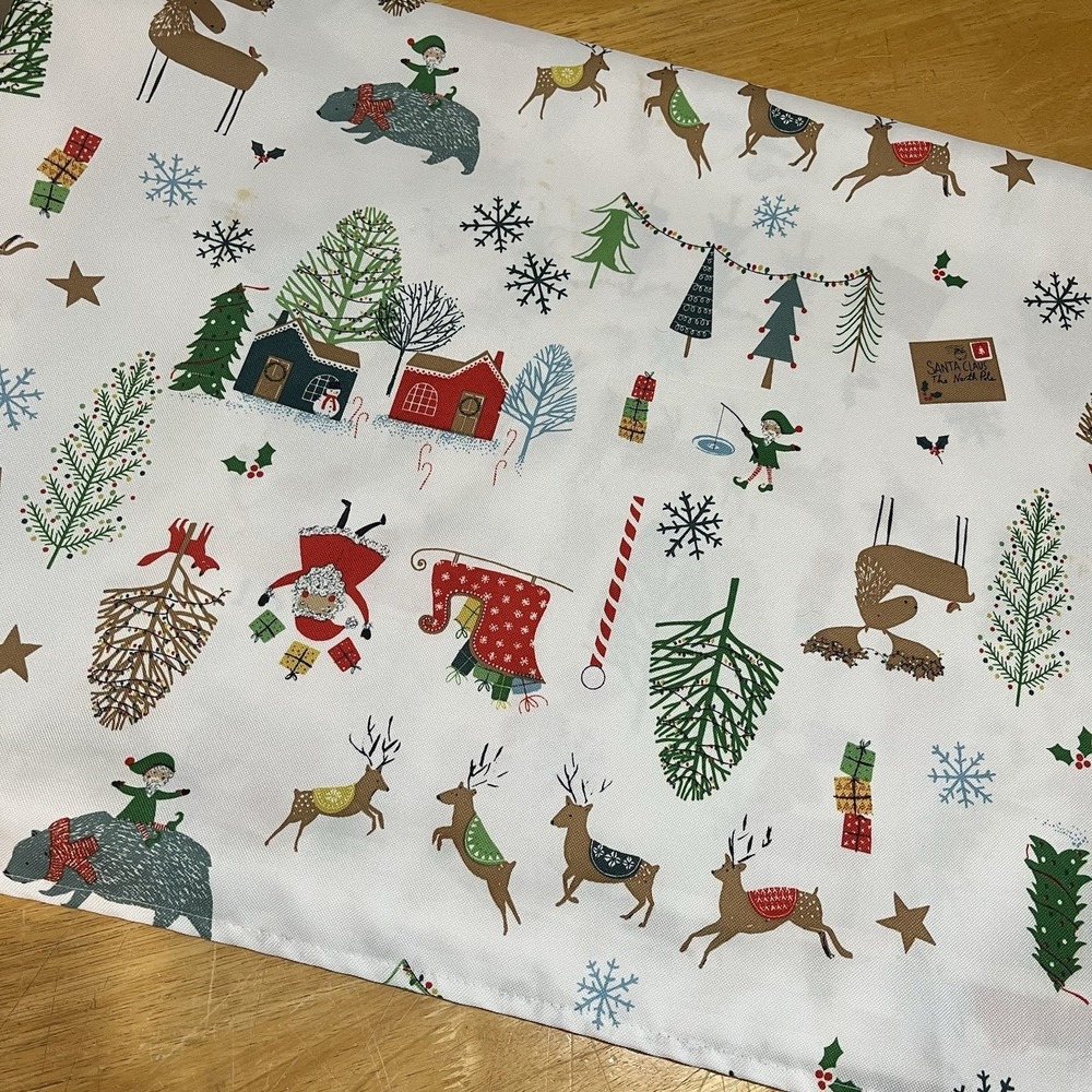 Fiesta Christmas Wonderland Santa Deer Tablecloth 60x82"‎ Holiday Forest Gifts
